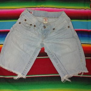 True Religion Light wash Bermuda Shorts